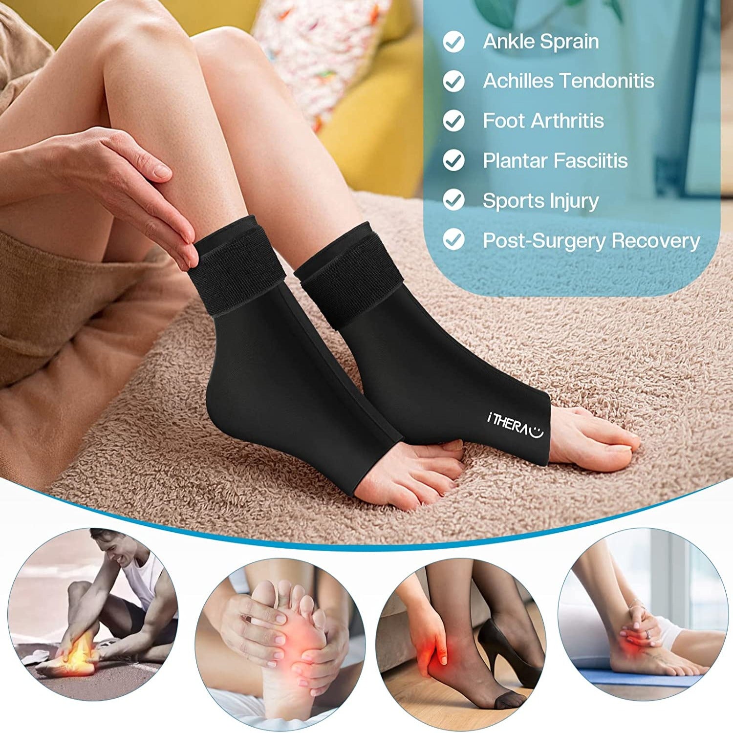 iTHERAU Reusable Ice Pack Wrap for Foot and Ankle