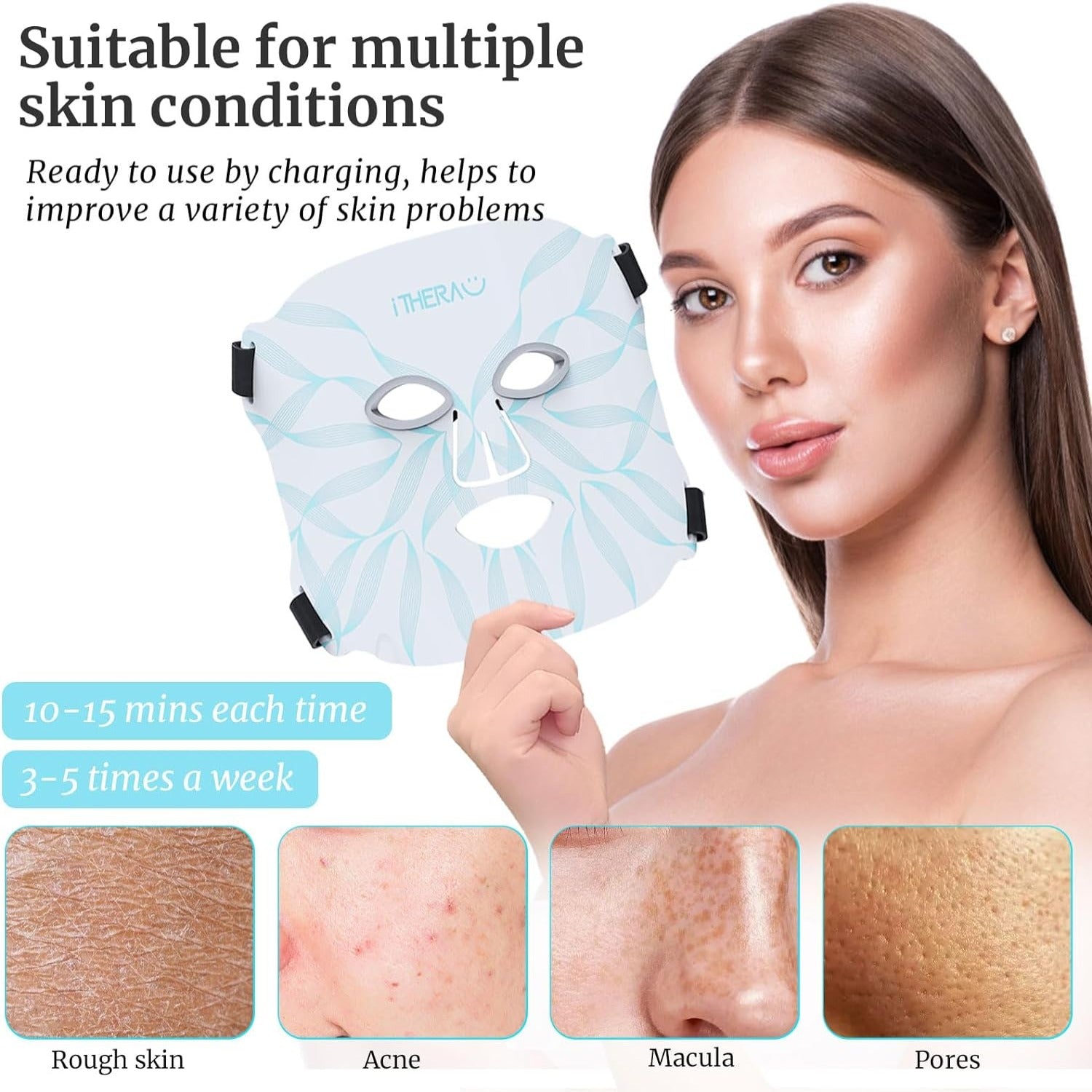 Itherau Skin Led Light Therapy Face Mask Red