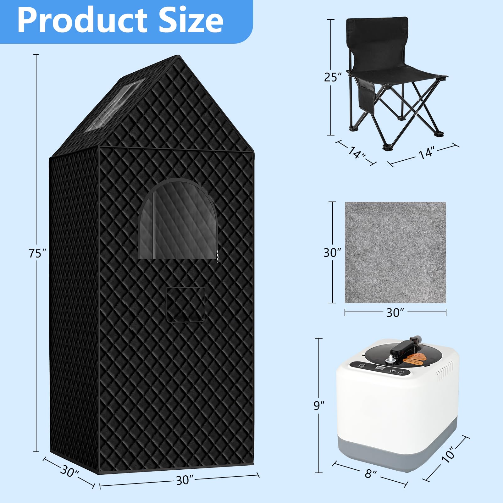 iTHERAU Personal Steam Sauna Box for Home Spa Full Body Therapy