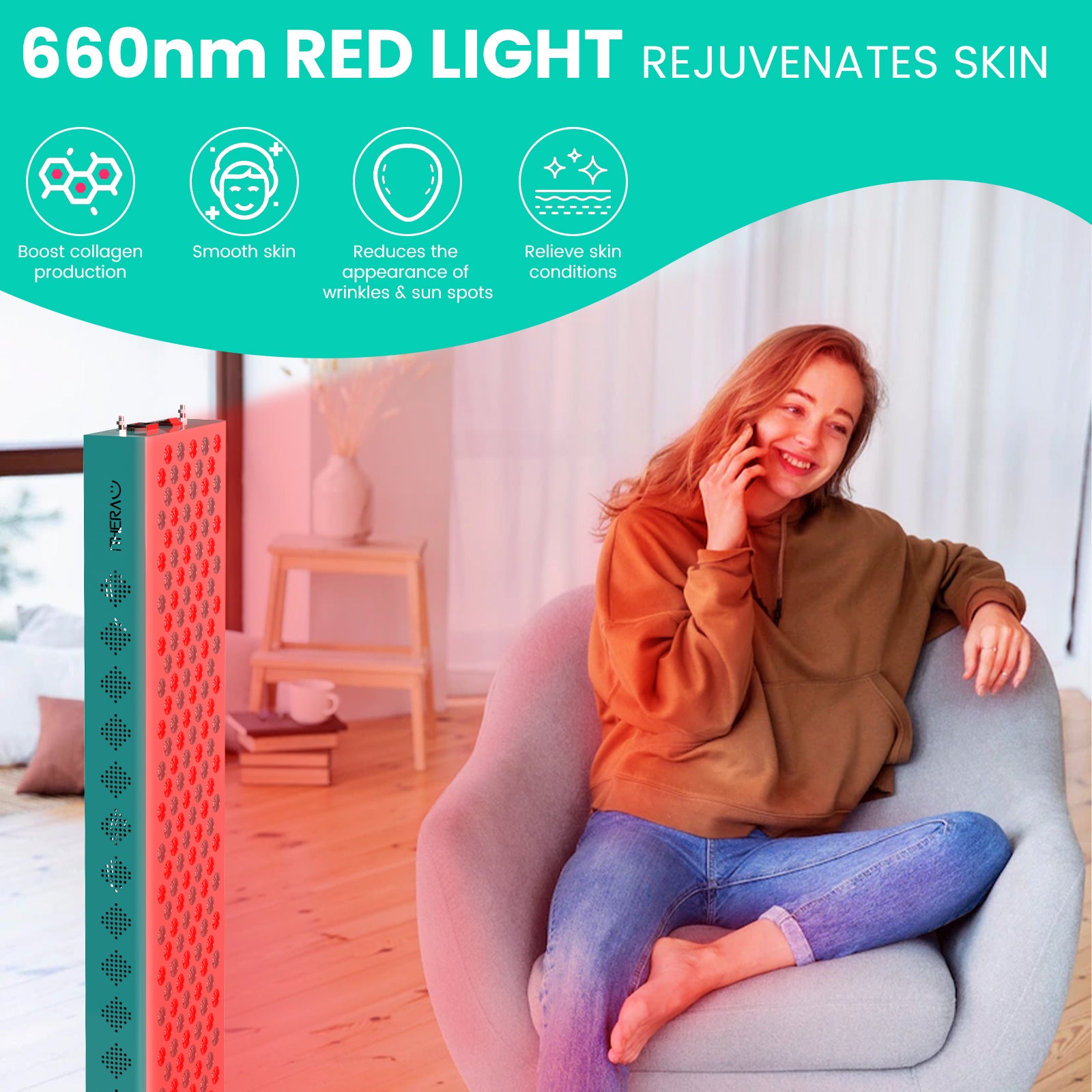 Shops Red Light Therapy Device, Red 660nm & Near Infrared 850nm, Full-Body Light Thera