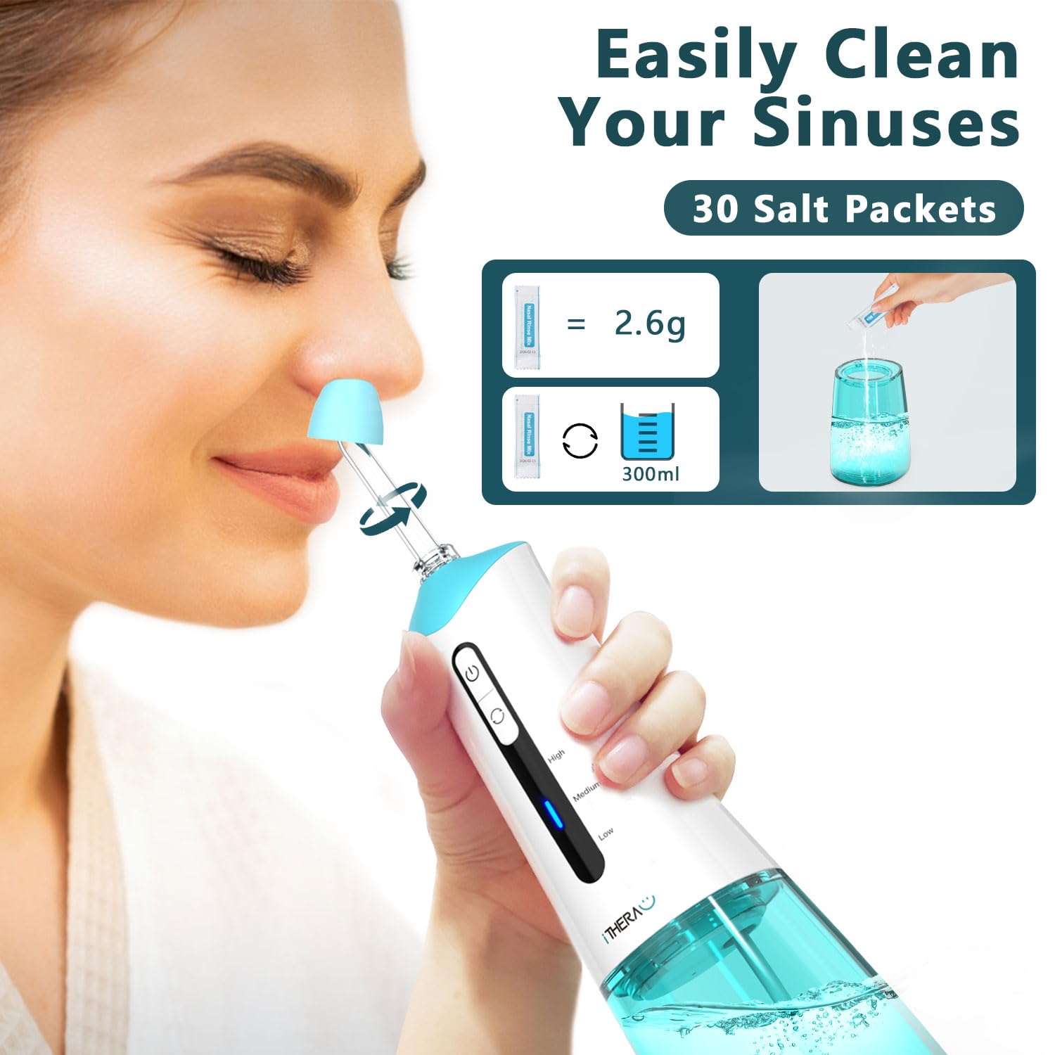 LEEHOU Sinus Rinse Machine Electric Nasal Irrigator Neti Pot Nose Clean Kit  for Nasal Wash Sinus & Allergy Relief Portable Travel Nasal Irrigation  System for Adults and Children